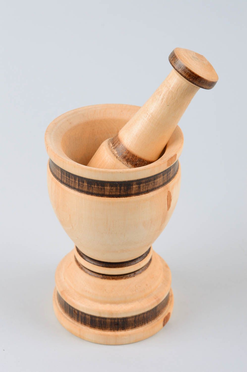 Handmade wooden mortar and pestle wooden hand spice grinder kitchen accessories photo 3