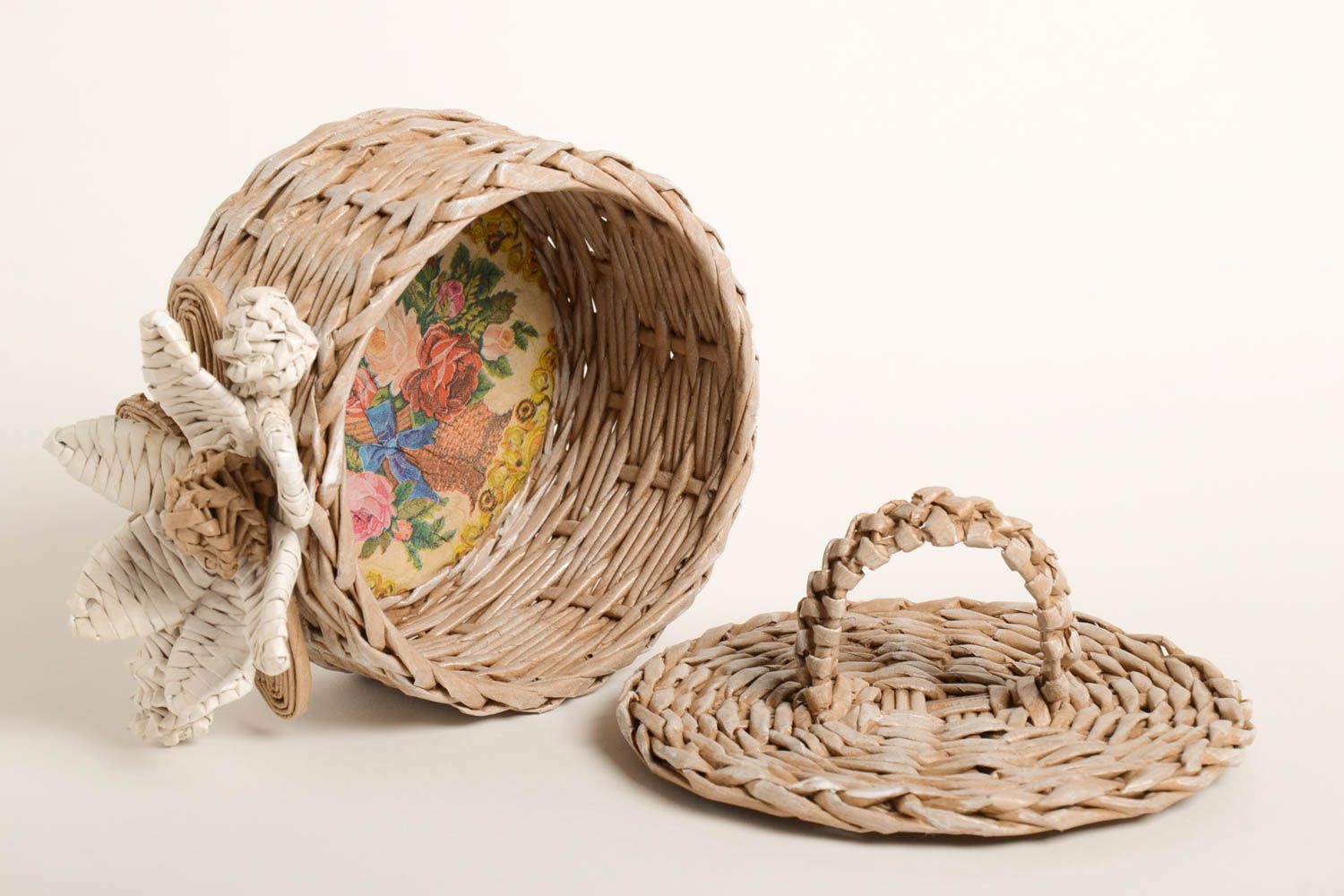 Stylish handmade woven bread basket unusual home accessories lovely home decor photo 3