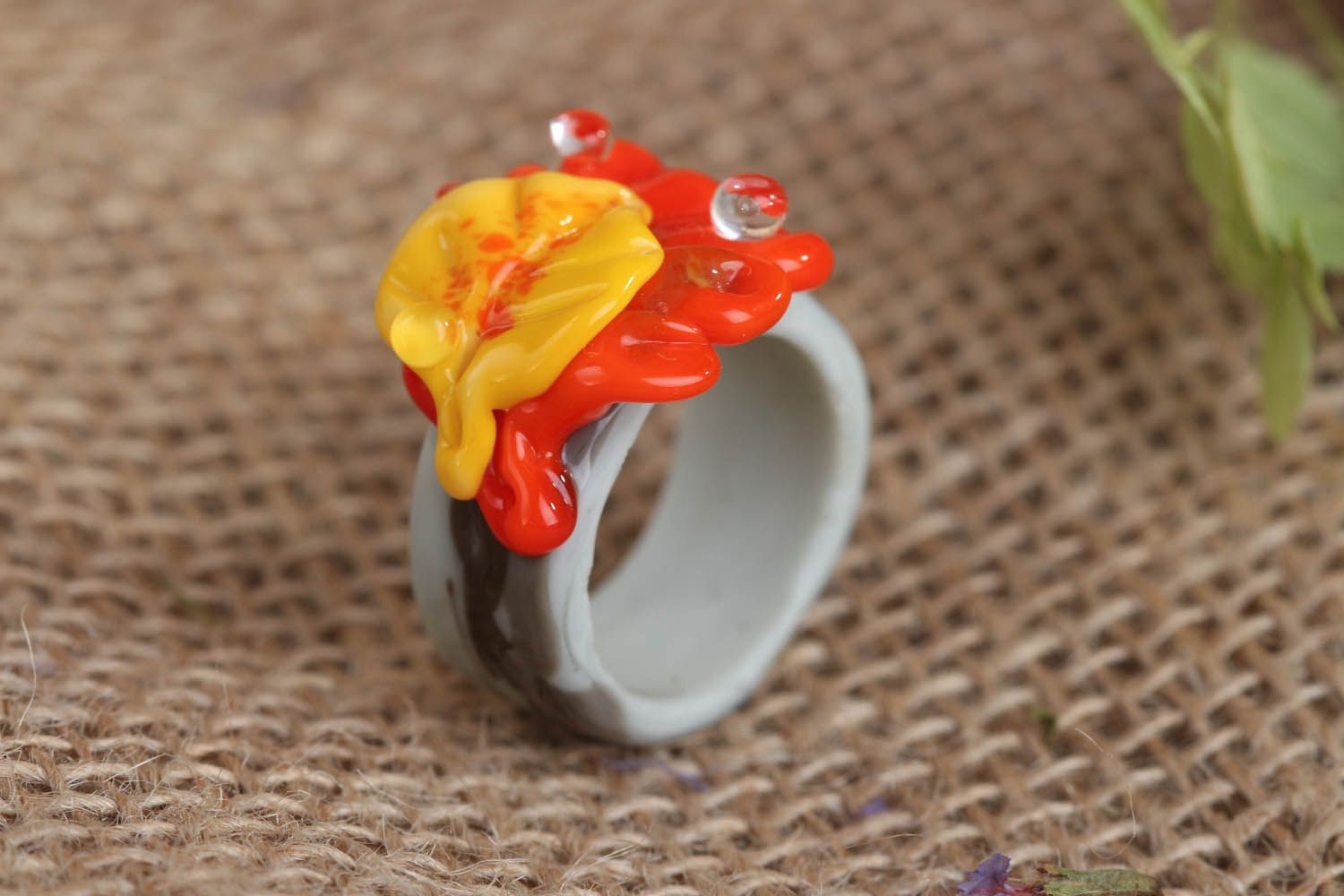 Glass ring Autumn Leaves photo 1