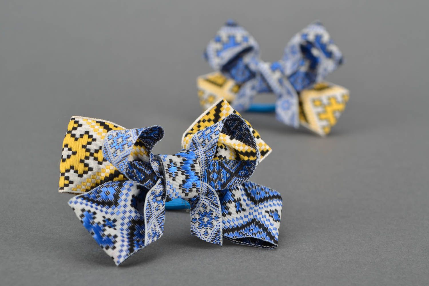 Handmade scrunchies with ethnic patterns photo 1