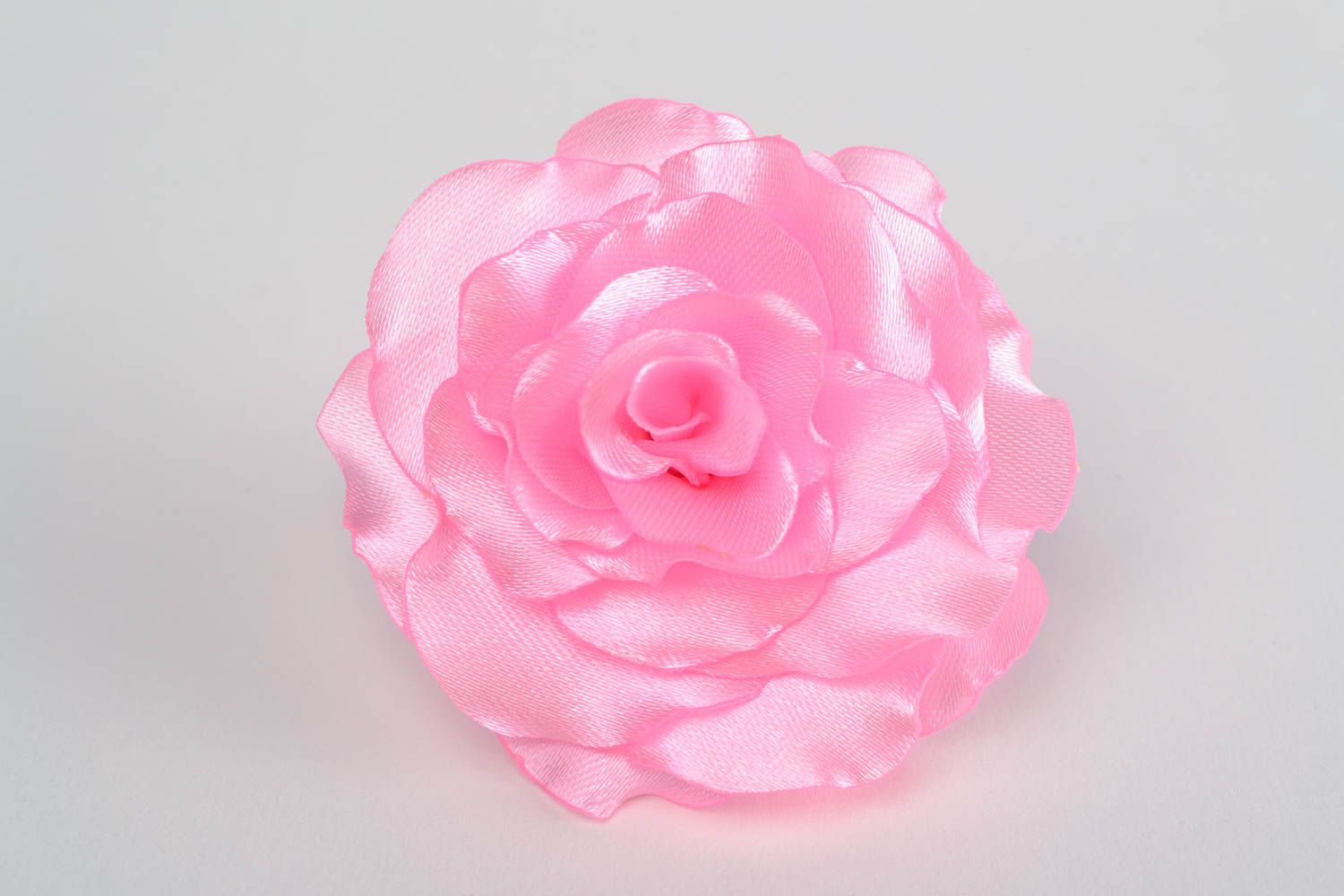 Rosa Haargummi Blume handmade aus Atlasbändern Künstler zart für kleine Mädchen foto 3
