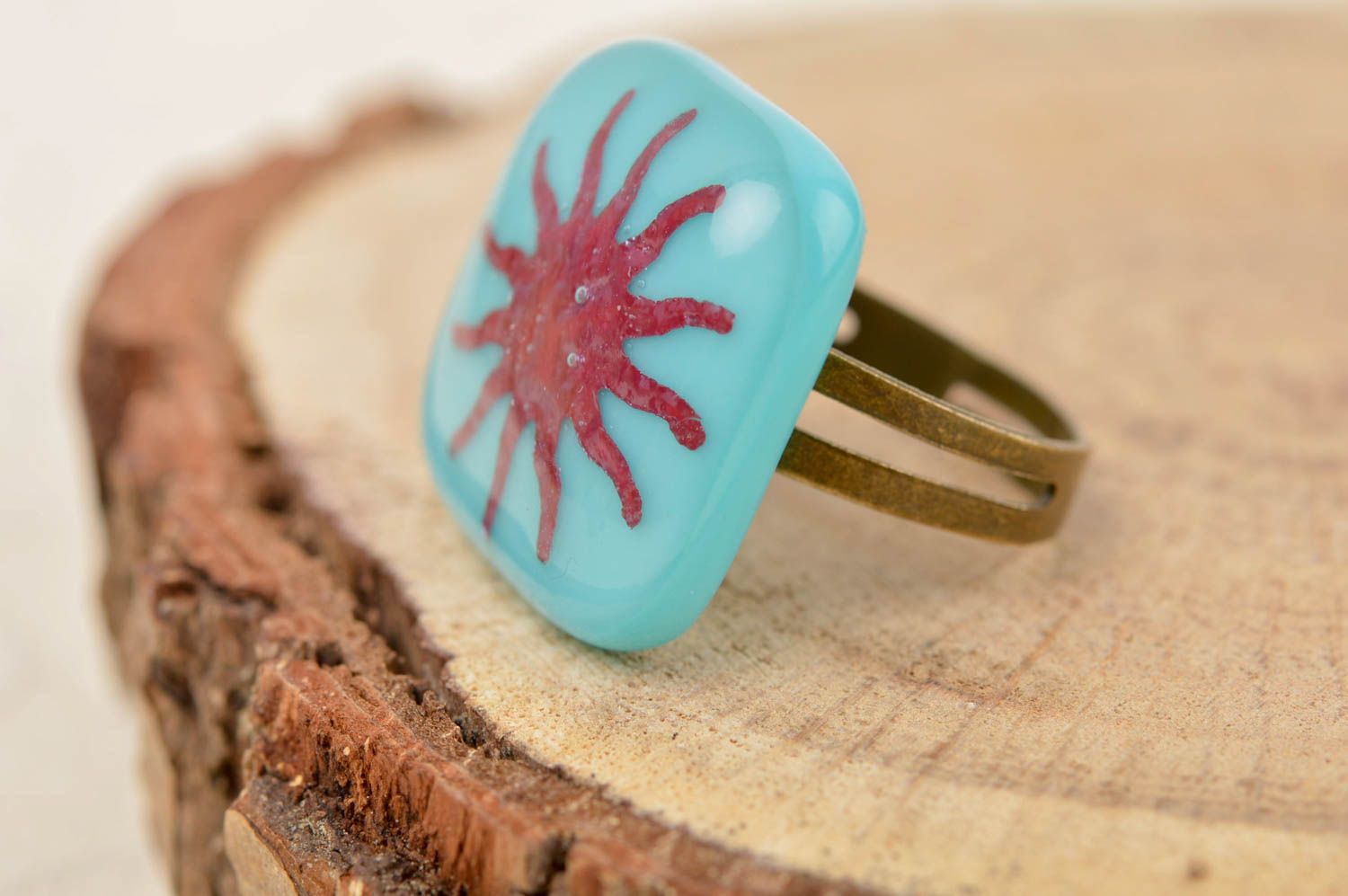 Stylish handmade glass ring fused glass jewelry designs accessories for girls photo 1