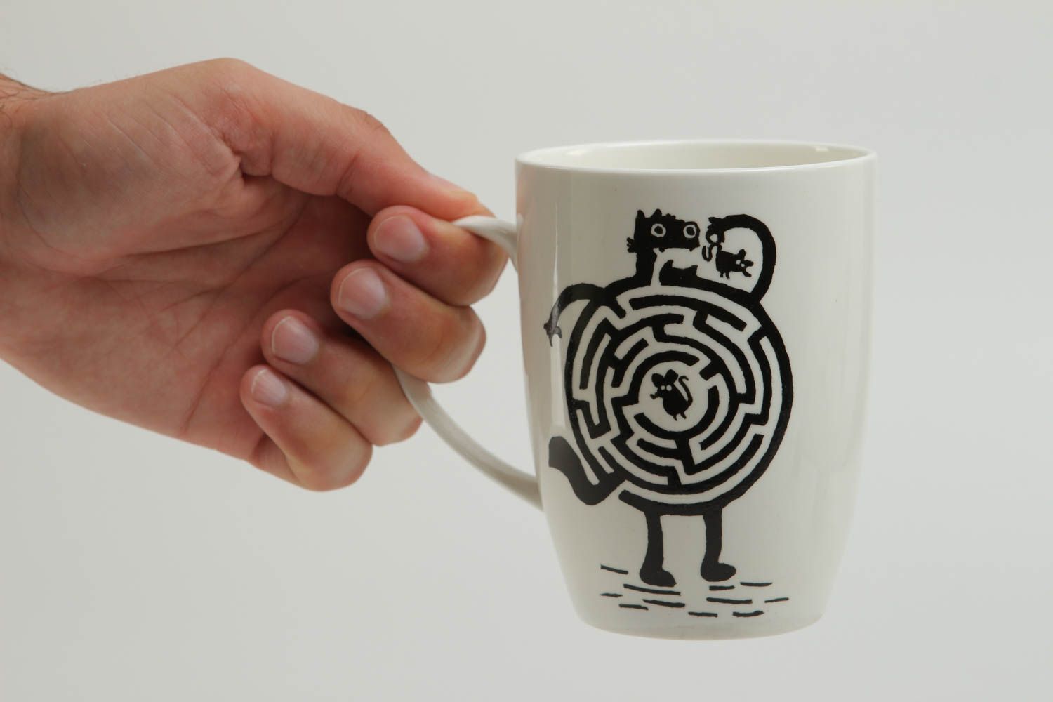 Tasse porcelaine faite main Mug original Vaisselle design 45 cl blanc noir photo 5