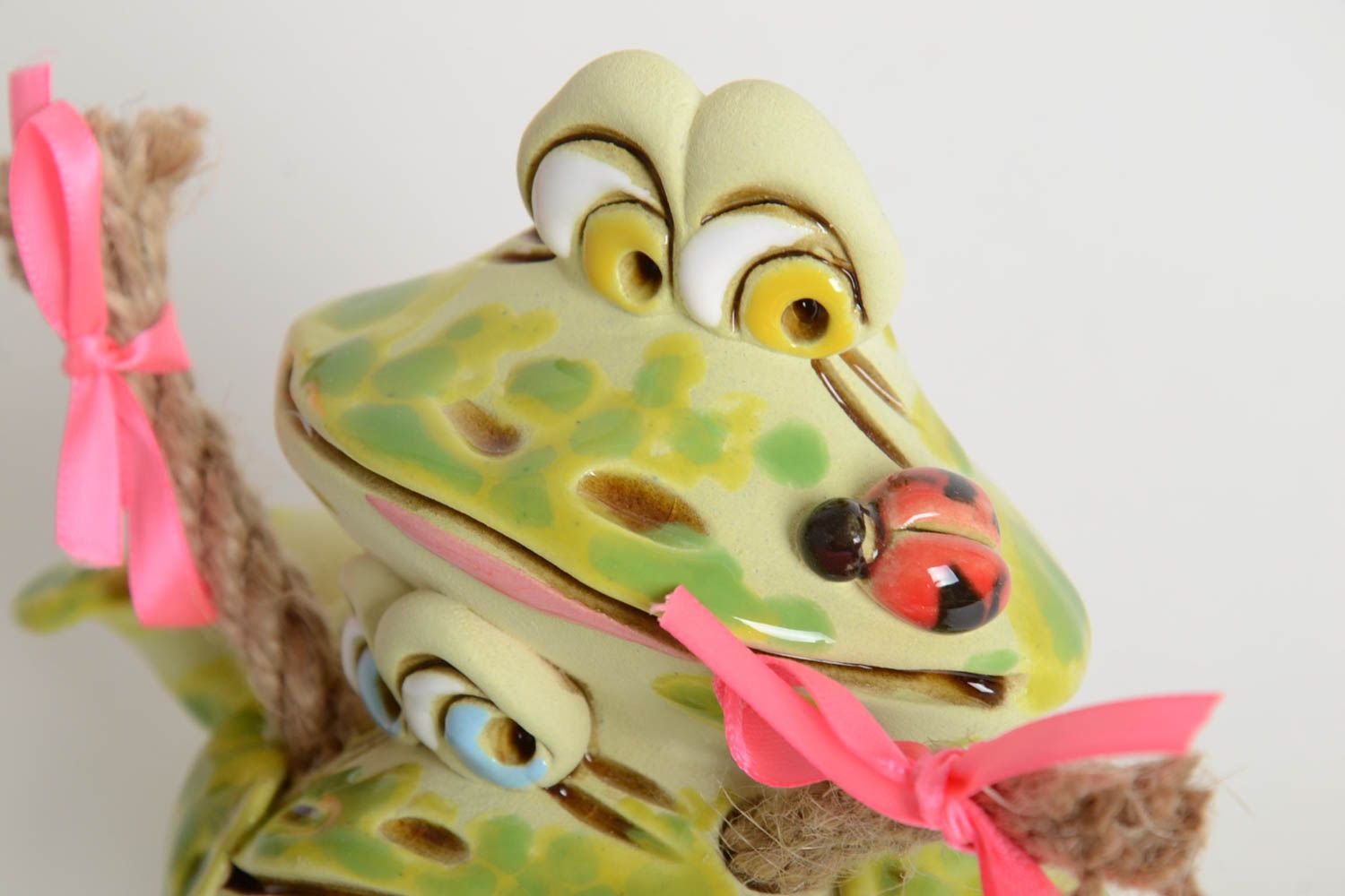 Tirelire pour enfant Tirelire fait main céramique deux grenouilles Cadeau enfant photo 3