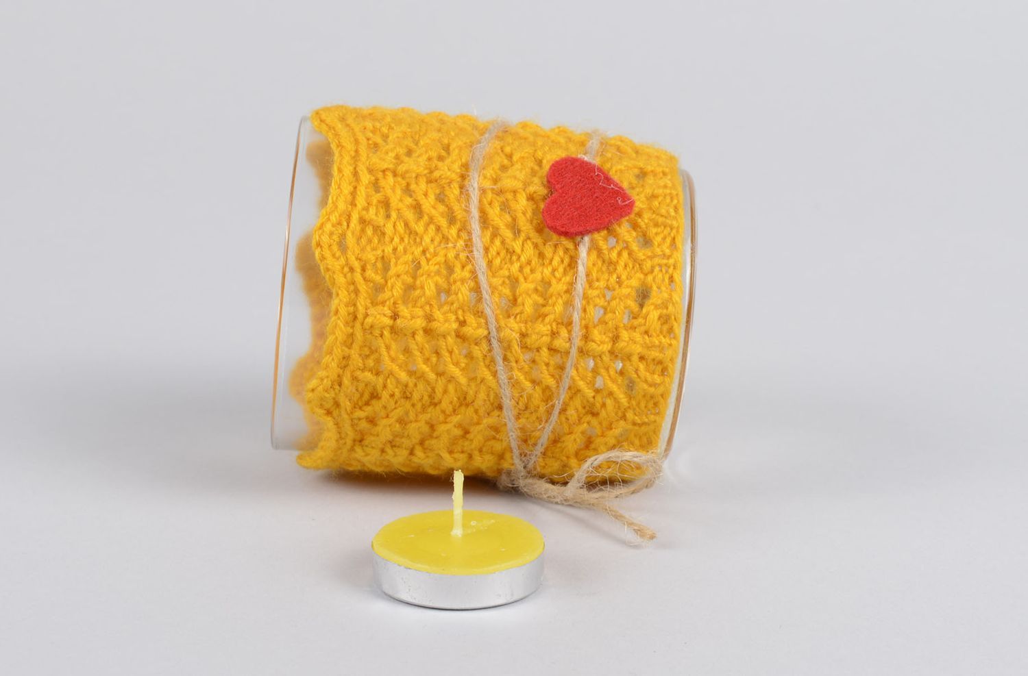 Teelichthalter aus Glas Kerzenständer aus Glas Haus Dekor Handarbeit toll gelb foto 3