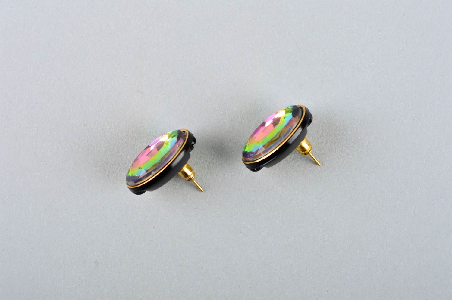 Handmade metal stud earrings designer elegant earrings unusual accessory photo 4