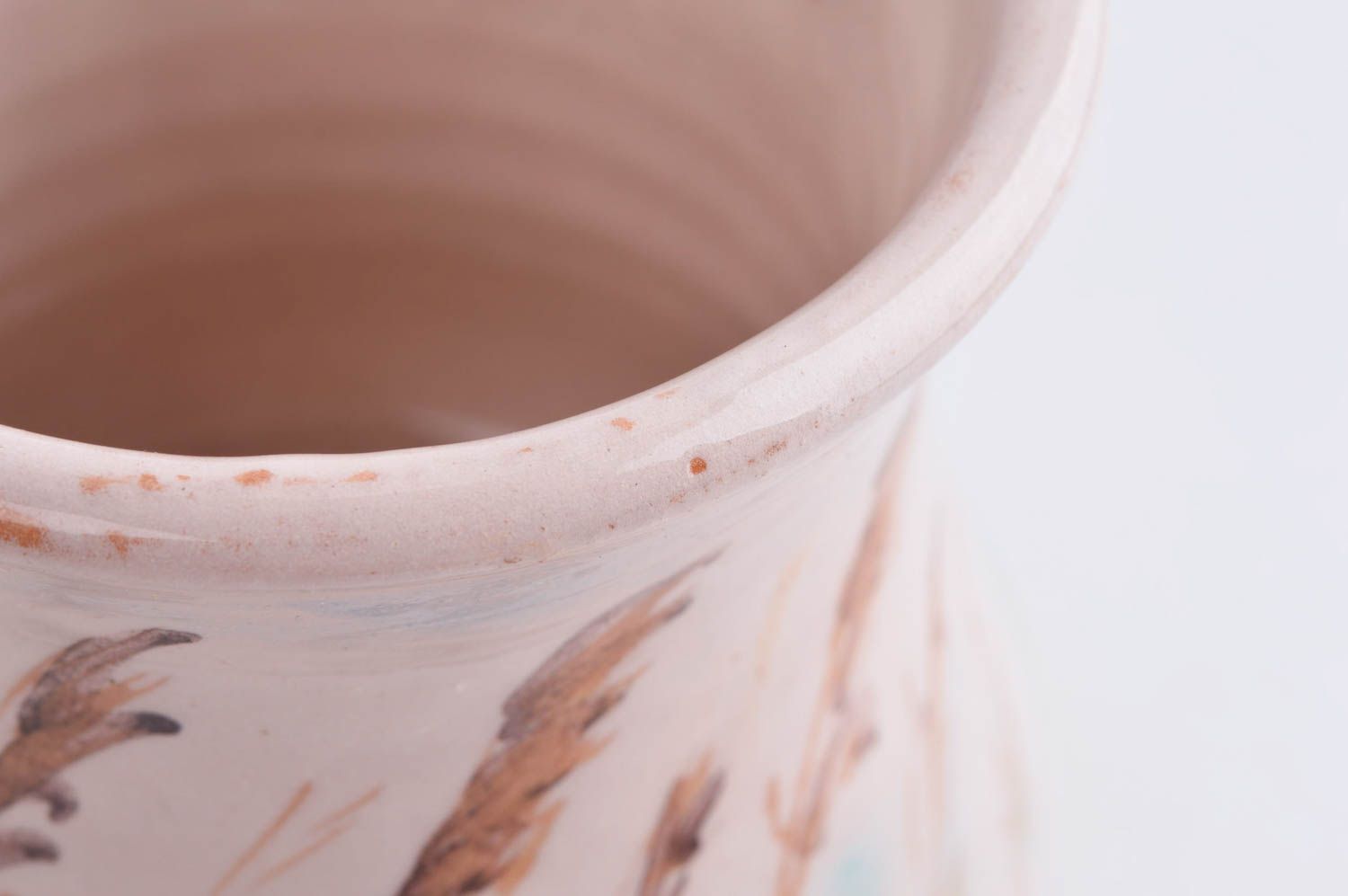 Becher aus Ton handgefertigt Keramik Geschirr Küchen Deko mit Bemalung foto 4