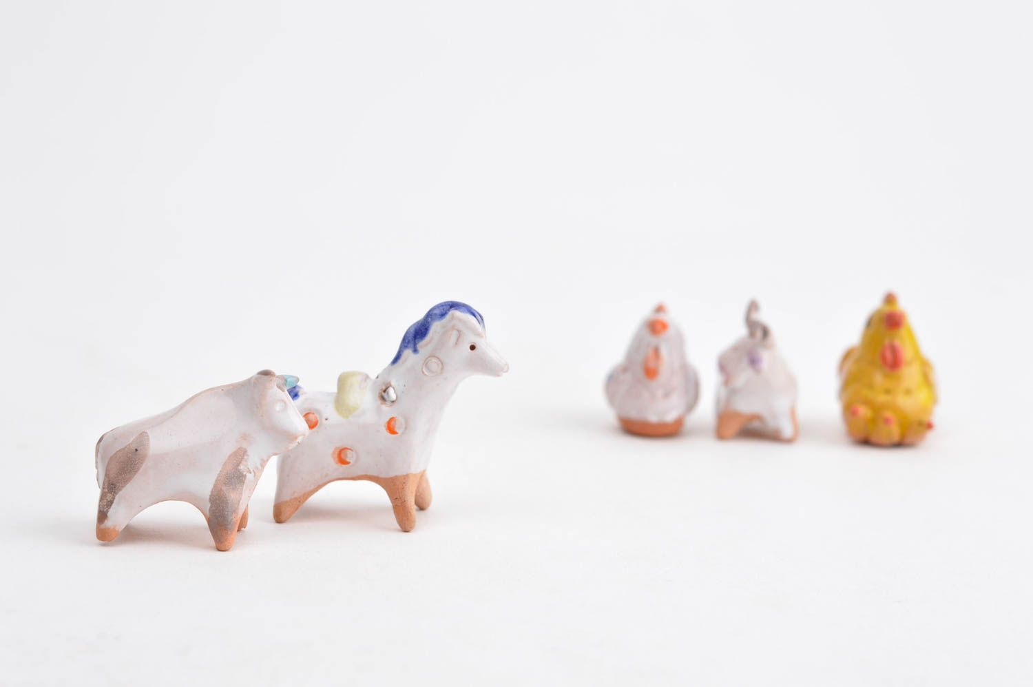 Figurines animaux Statuettes miniatures fait main 5 pcs en argile Déco intérieur photo 9