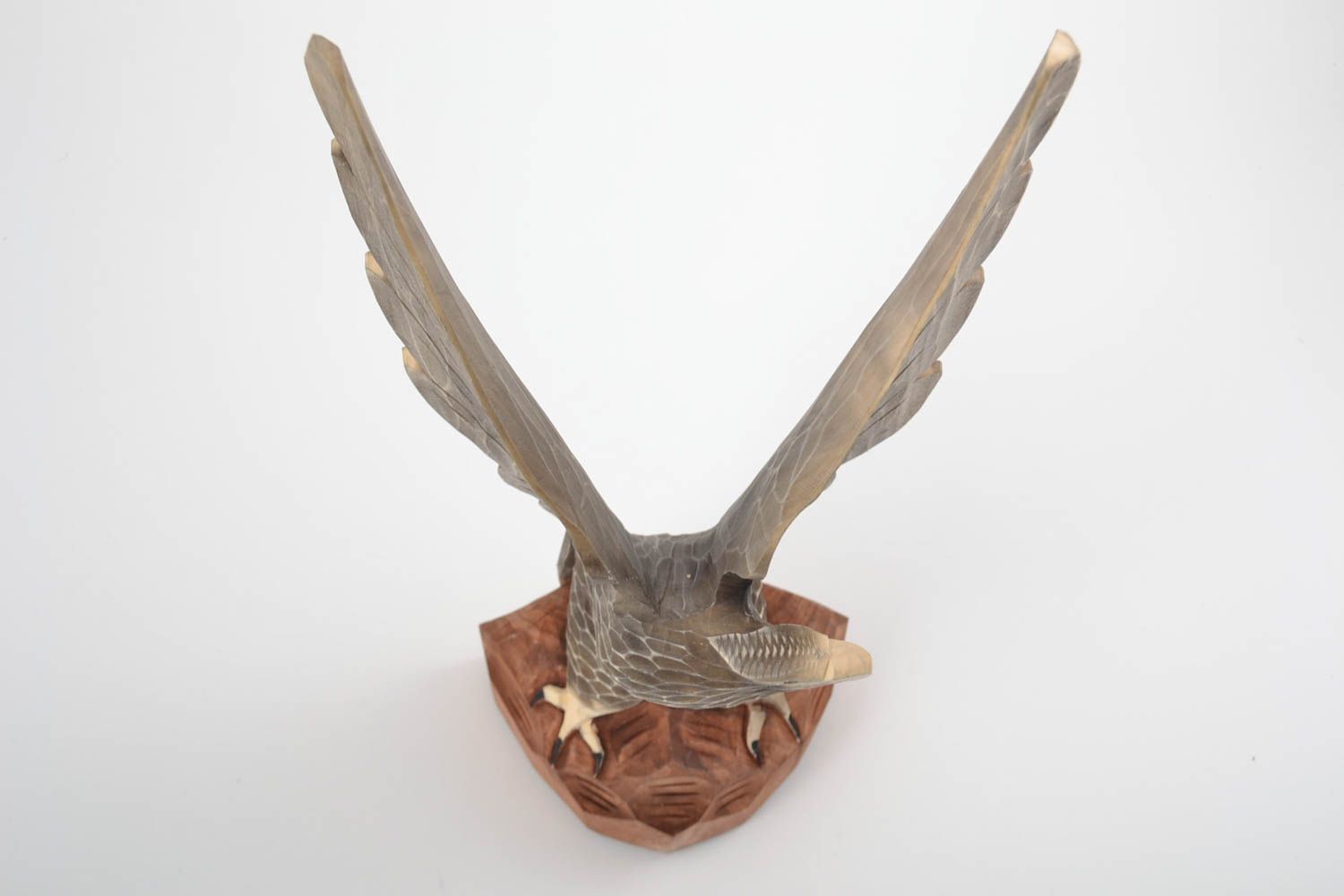 Handmade table decoration carved natural wooden statuette of eagle for home photo 4