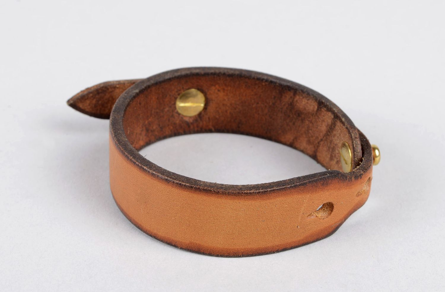 Браслет ручной работы браслет из кожи дизайнерское украшение коричневое фото 1