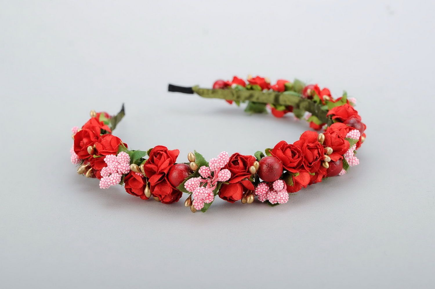 Headband with red roses photo 4