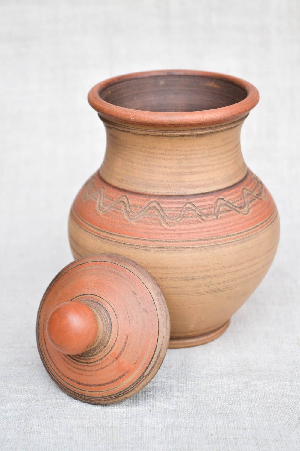 Handmade Küchen Deko Keramik Karaffe Krug aus Ton originelles Geschenk öko rein foto 3