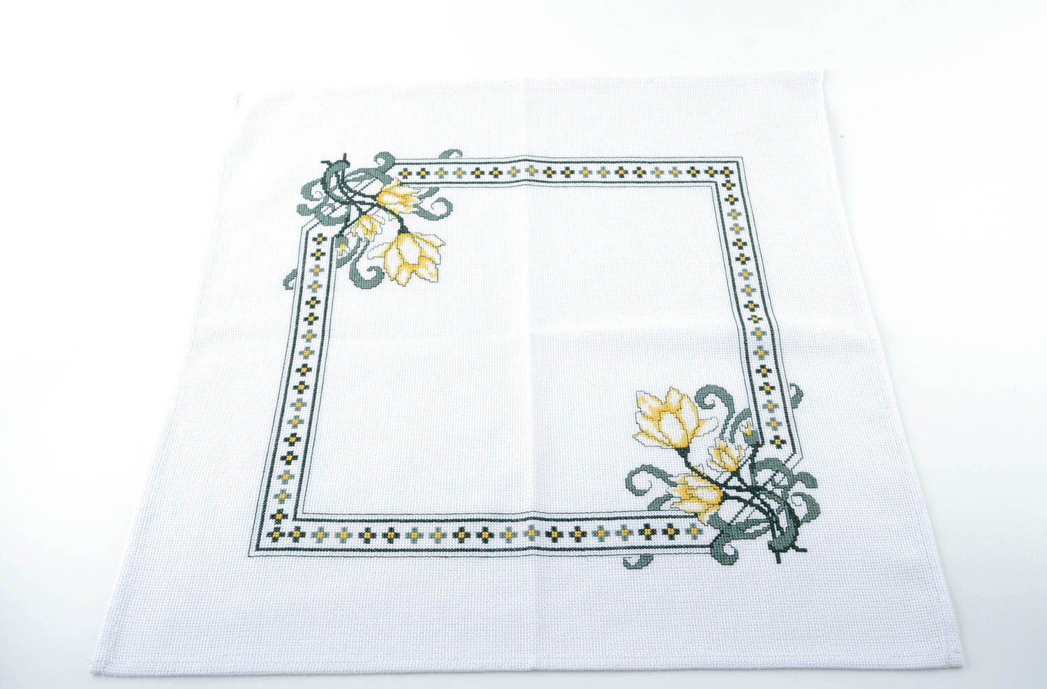 Handmade textile table napkin cross stitch hand embroidery decorative use only photo 2