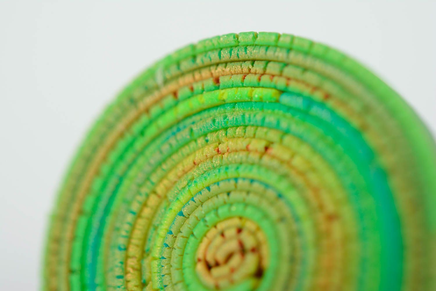 Круглый перстень из полимерной глины ручной работы с регулируемым размером зеленый фото 4