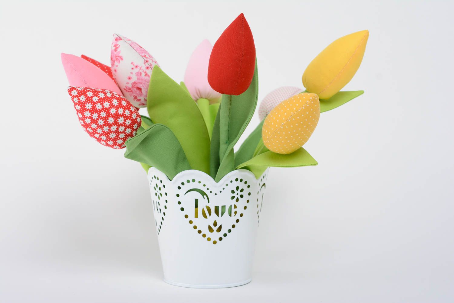 Homemade decorative soft flower for home decor red fabric tulip photo 5