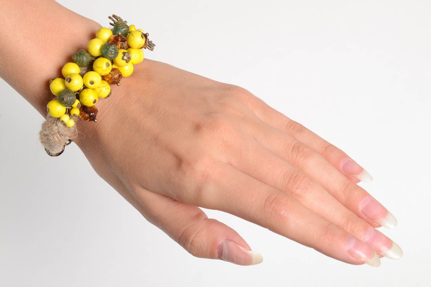 Браслет на руку украшения ручной работы стильные украшение на шею желтое фото 3