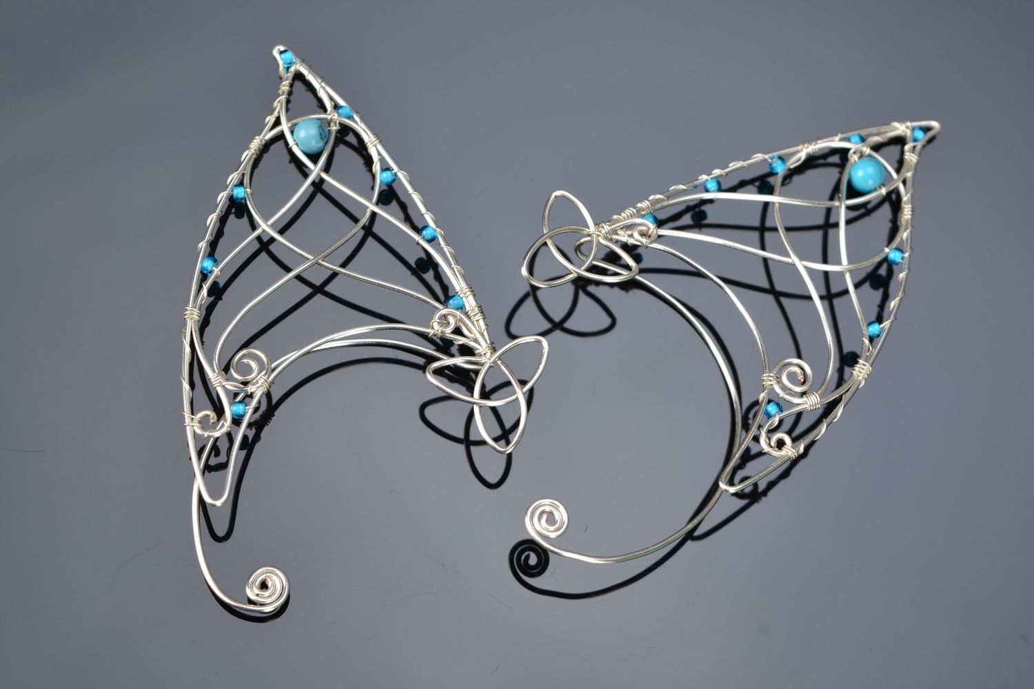 Wire cuff earrings with turquoise Elf Ears photo 1