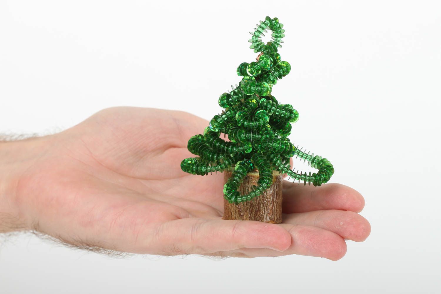 Petit Sapin de Noël artificiel fait main en perles de rocaille Déco Noël photo 4