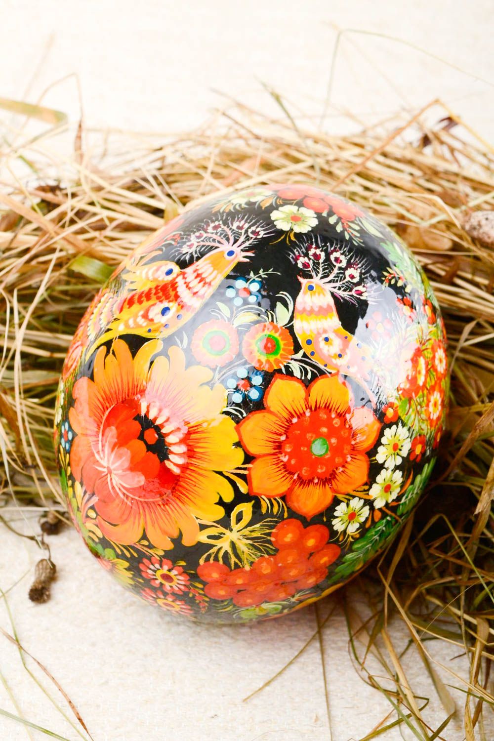 Handmade Easter decor element stylish ostrich painted egg decorative use only photo 1