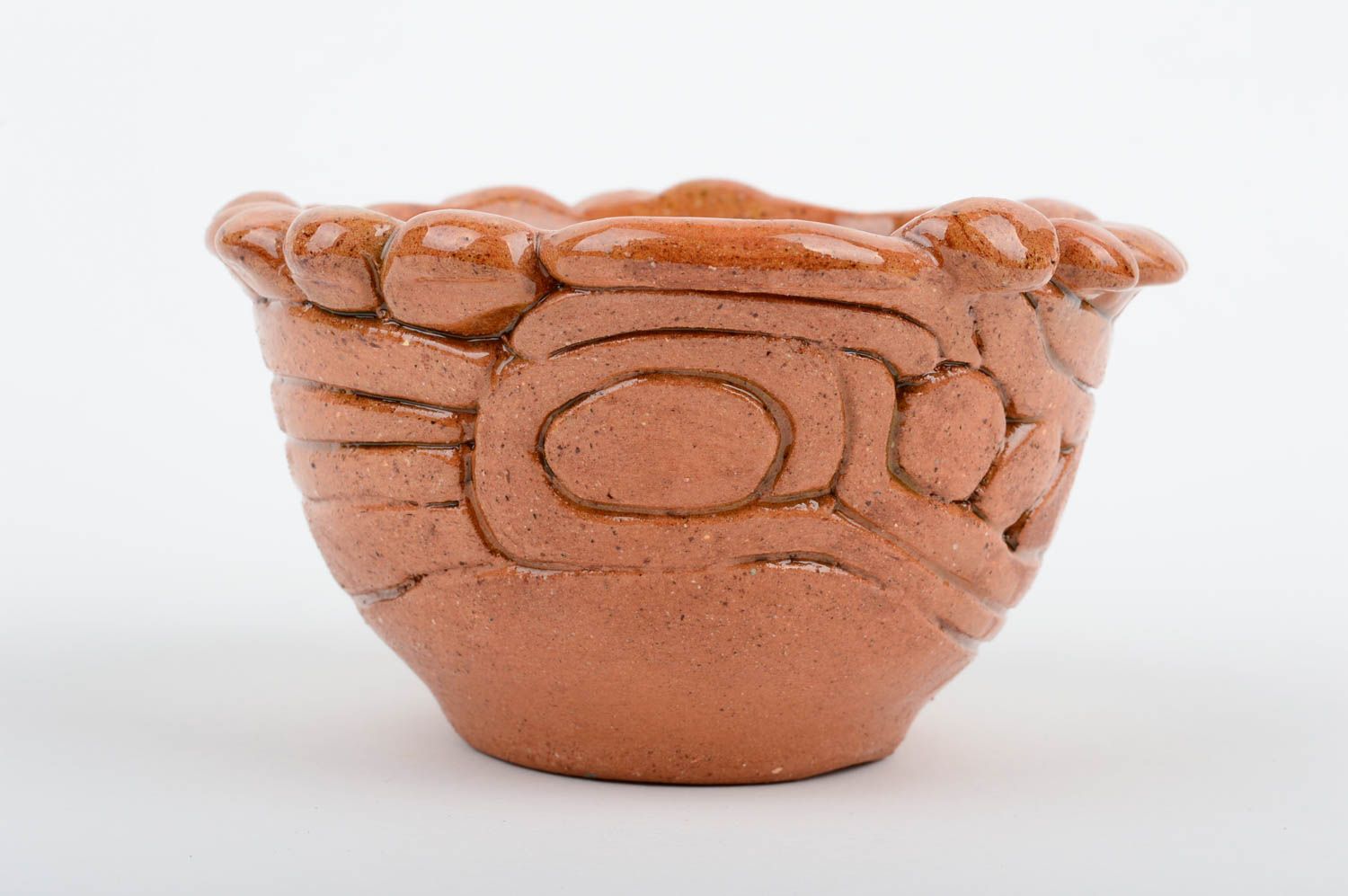 Unusual handmade ceramic bowl kitchen supplies clay craft table setting photo 1