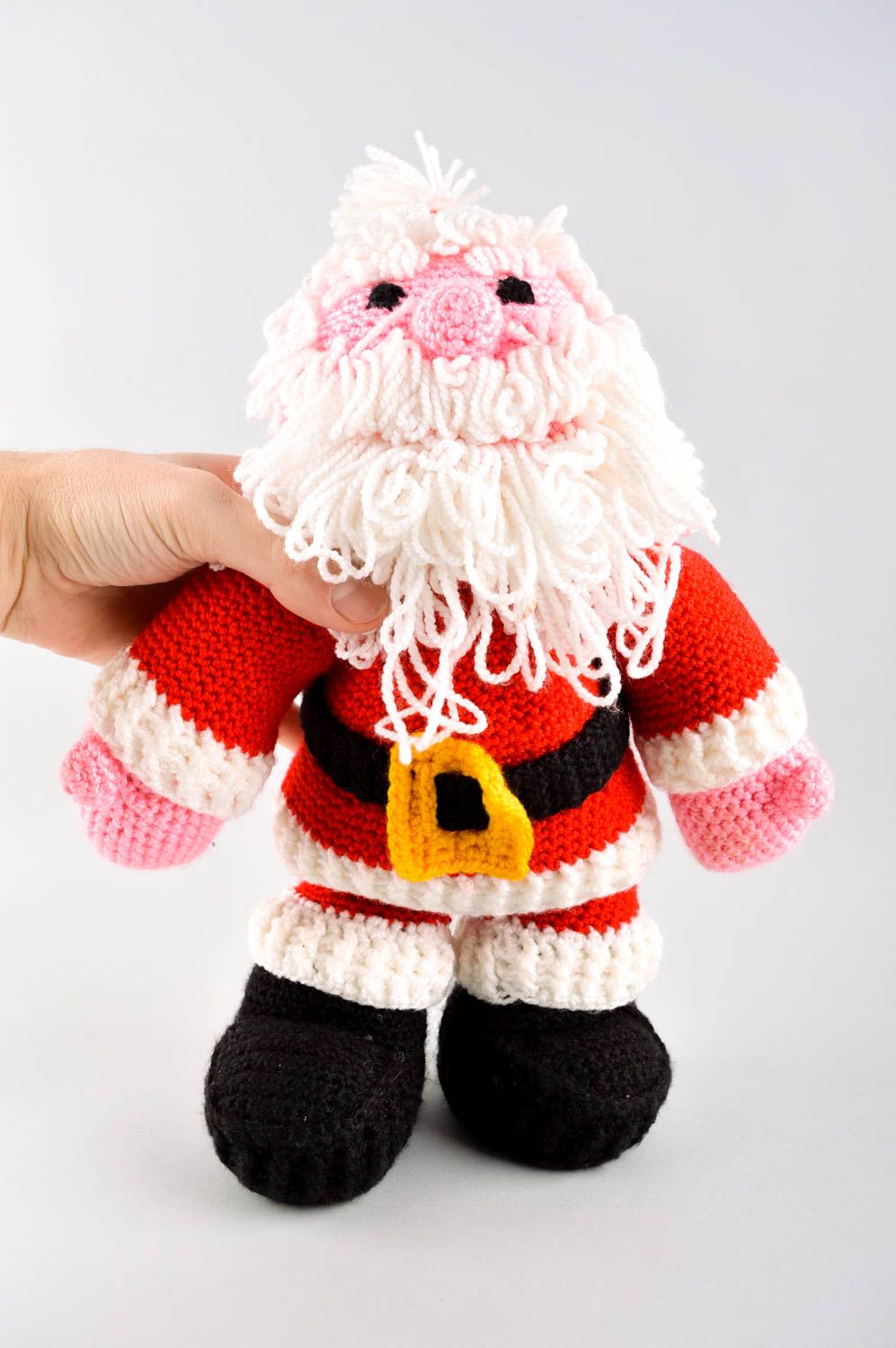 Peluche père Noël faite main Jouet tricoté original Cadeau pour enfant photo 5