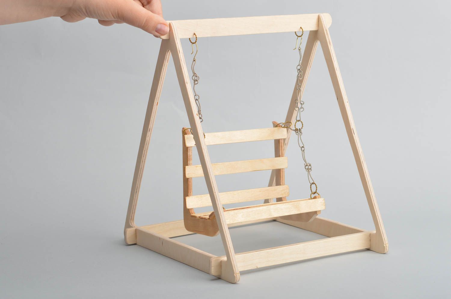 Toy swing made of plywood designer beautiful handmade present for children photo 3