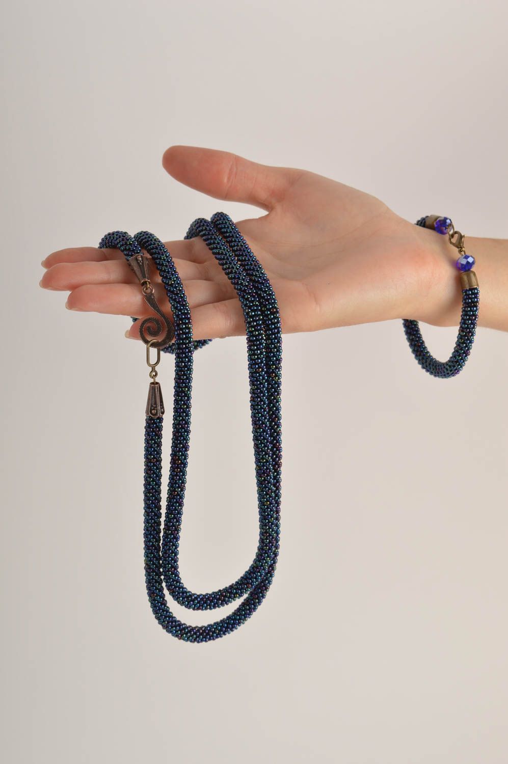 Parure collier bracelet Bijoux faits main en perles de rocaille Cadeau femme photo 5
