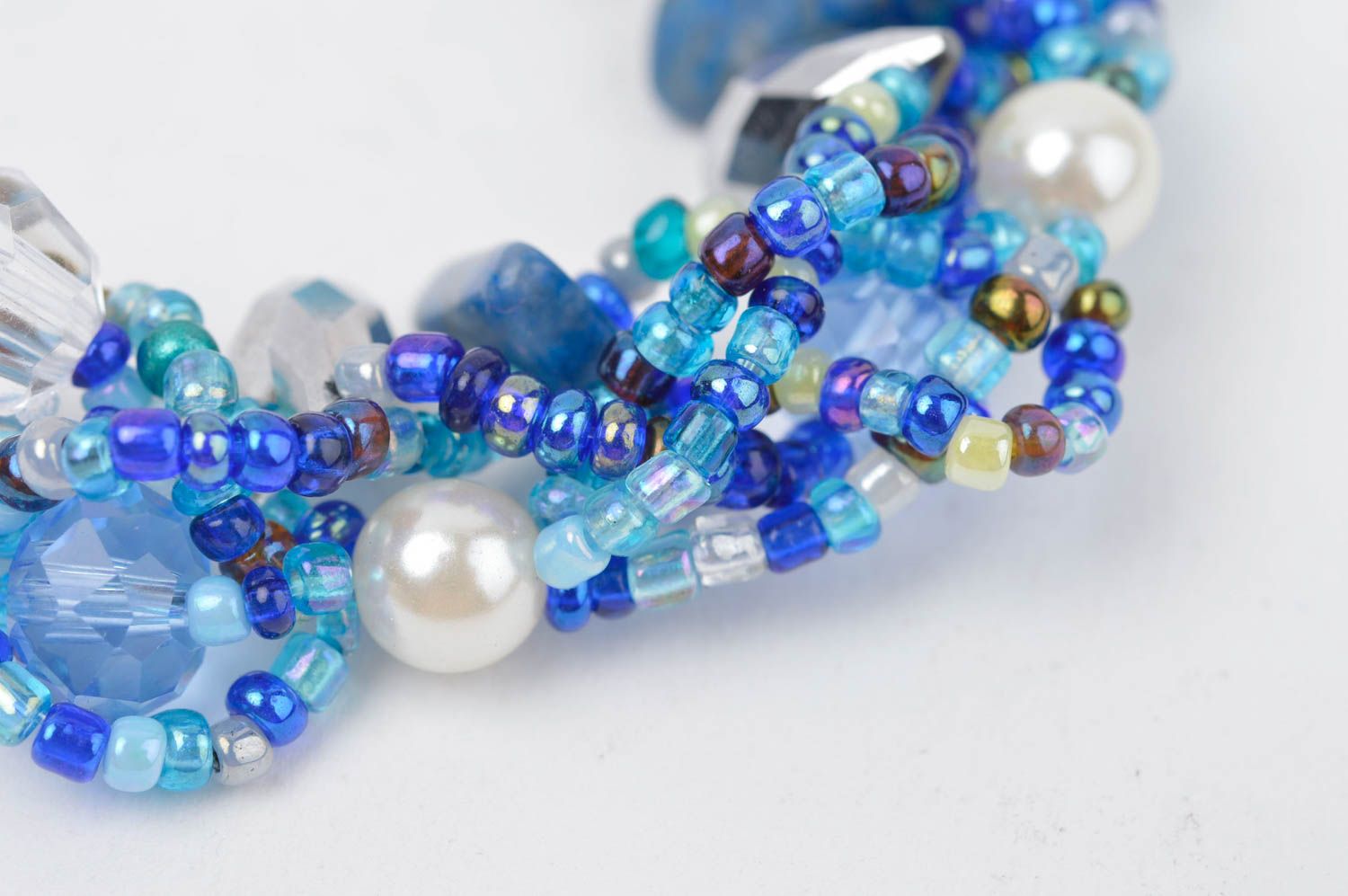 Glasperlen blaues handmade Damen Armband Ethno Schmuck Designer Accessoire  foto 5