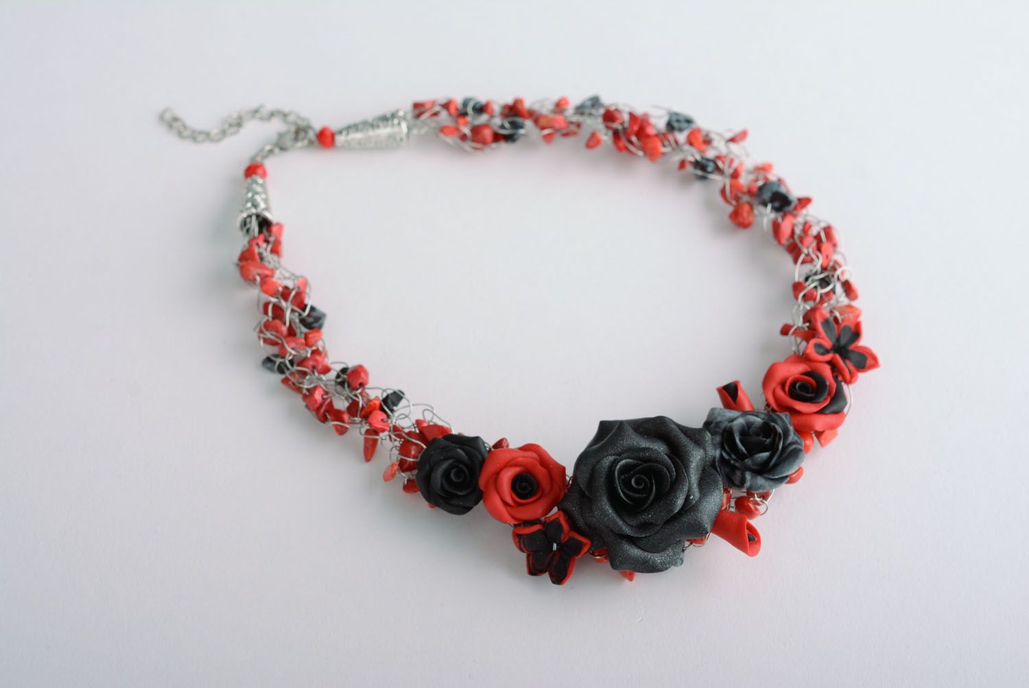 Polymer clay necklace Red and Black photo 3