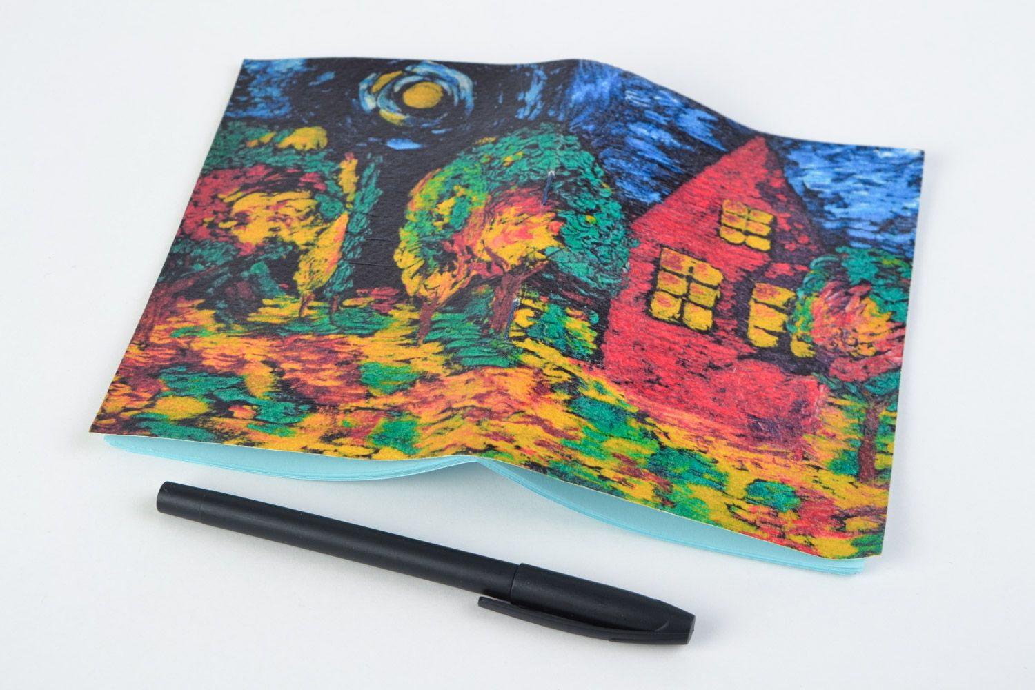 Скетчбук с цветными листами из 48 листов стильный на завязках ручная работа фото 3
