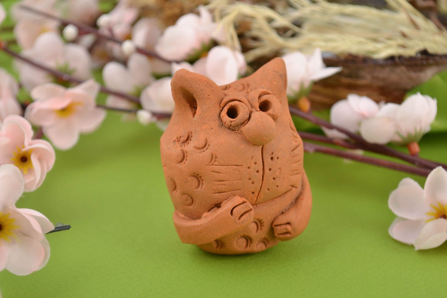Figurina di animale fatta a mano in ceramica souvenir statuina di gatto  foto 1