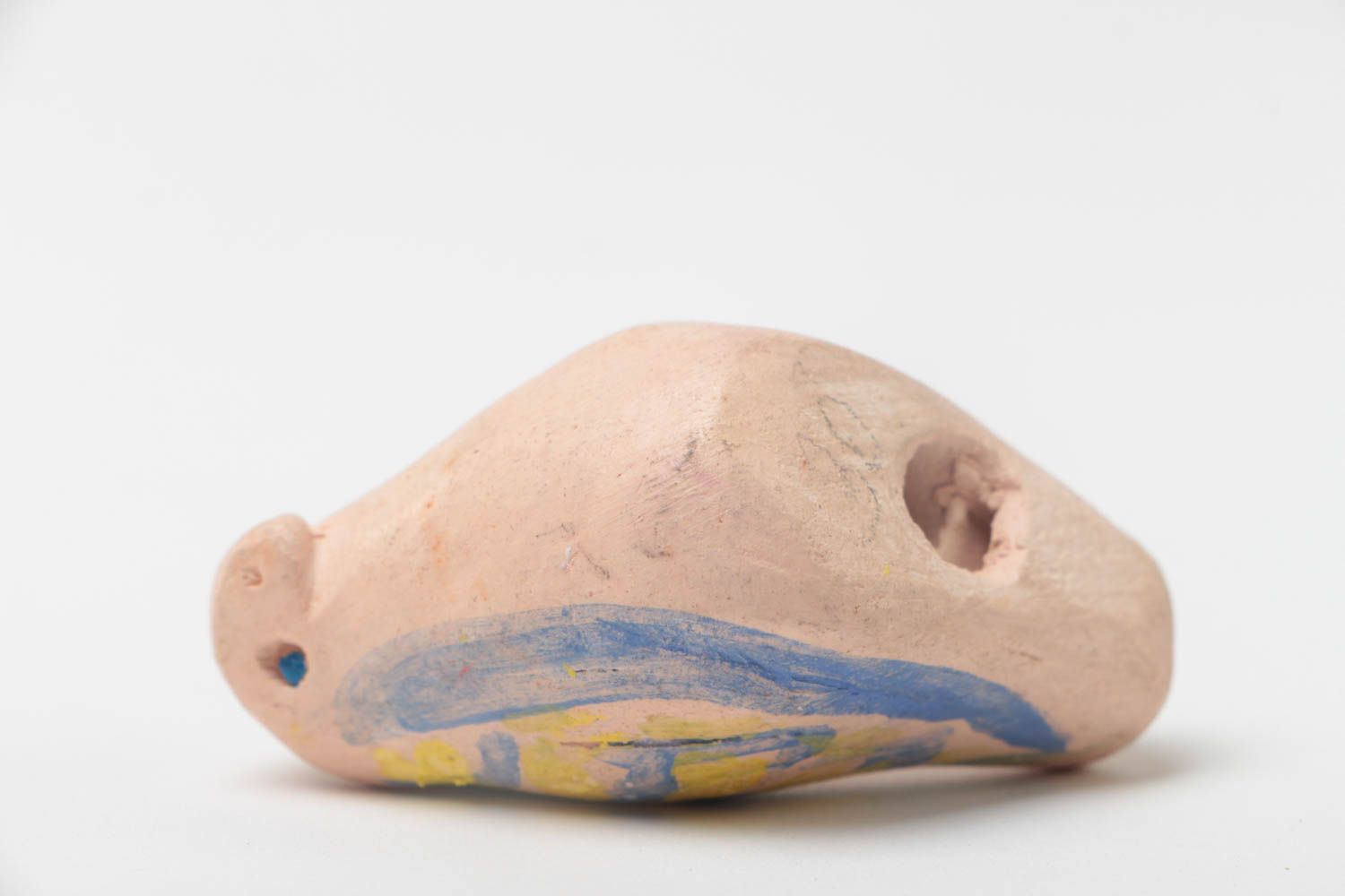 Fischietto in ceramica fatto a mano fischietto a forma di uccello di argilla foto 4