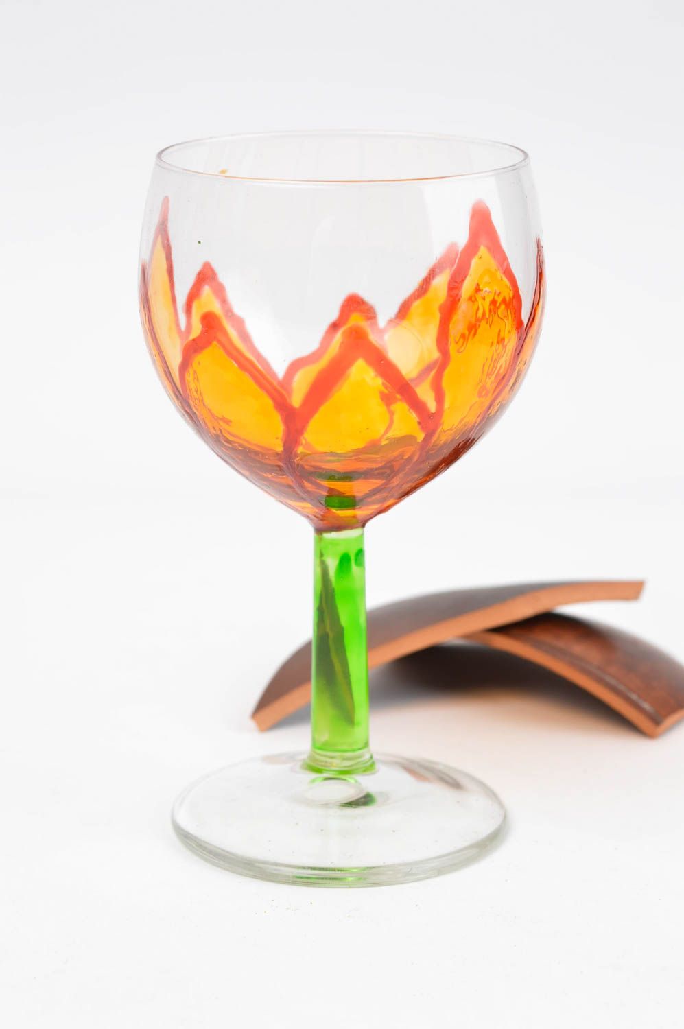 Copa de vino alta hecha a mano original vaso de cristal utensilio de cocina foto 1