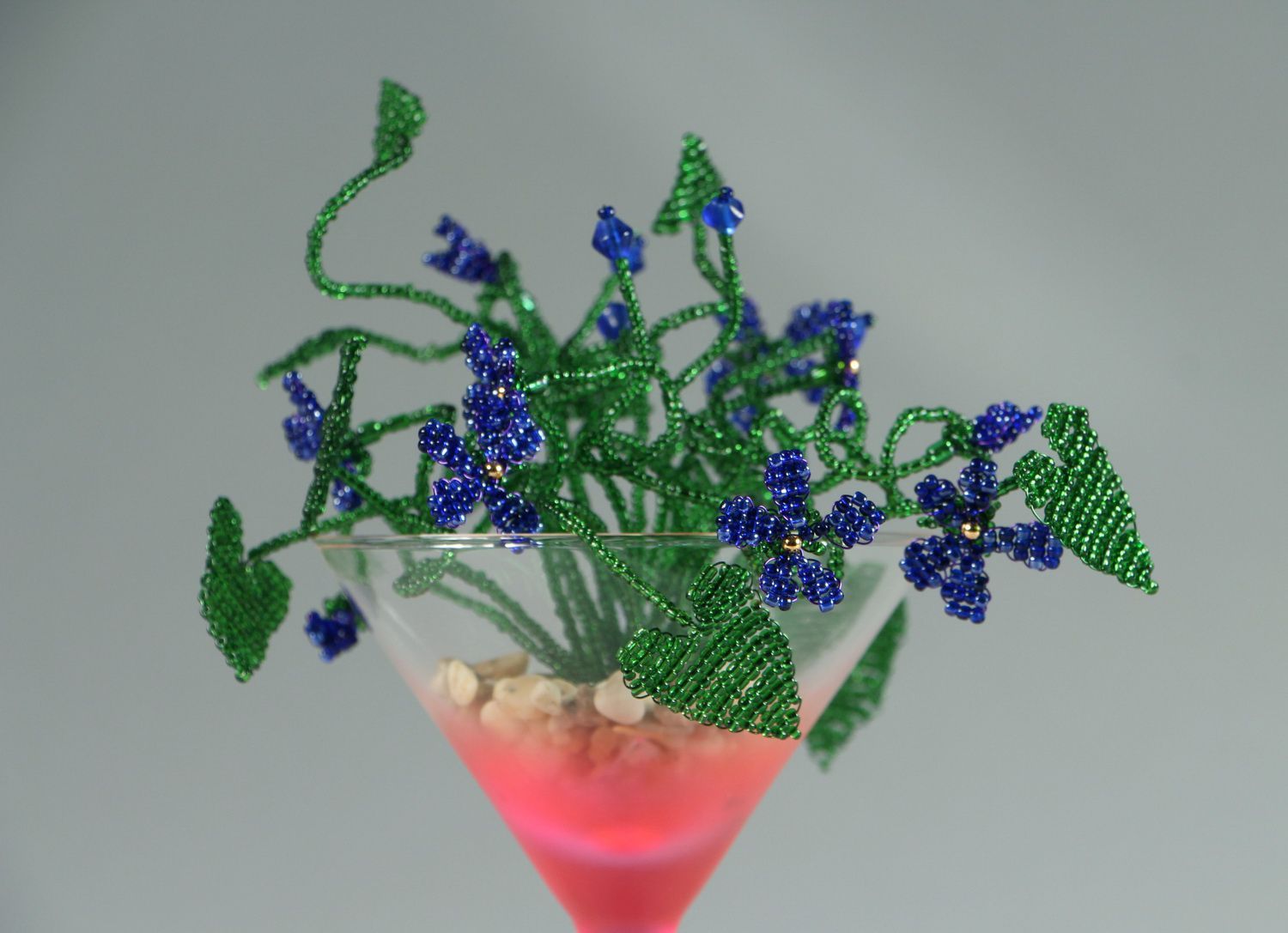 Decorative flowers made of beads Violets photo 3