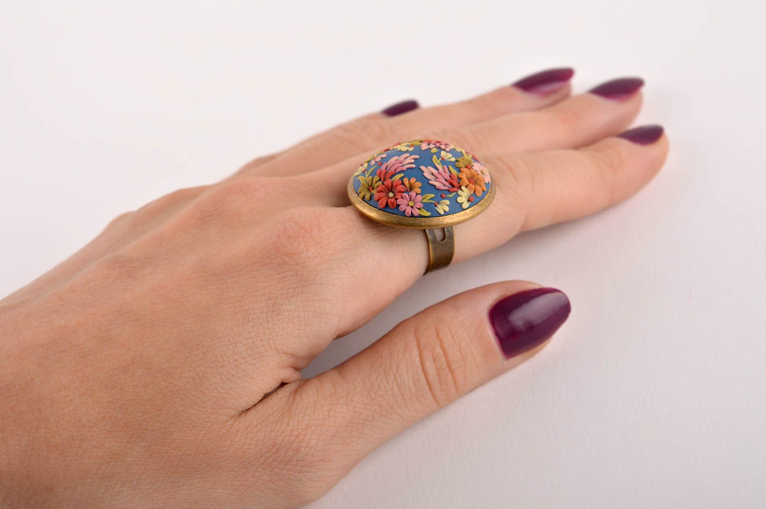 Кольцо ручной работы украшение из полимерной глины модные кольцо стильное фото 5