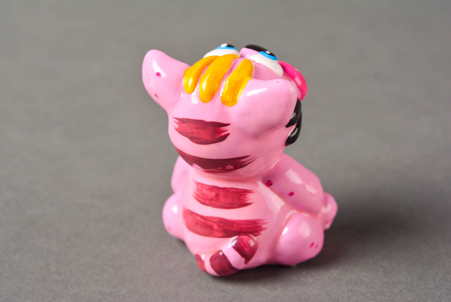 Statuetta in gesso fatta a mano figurina decorativa bella tigre color rosa foto 5