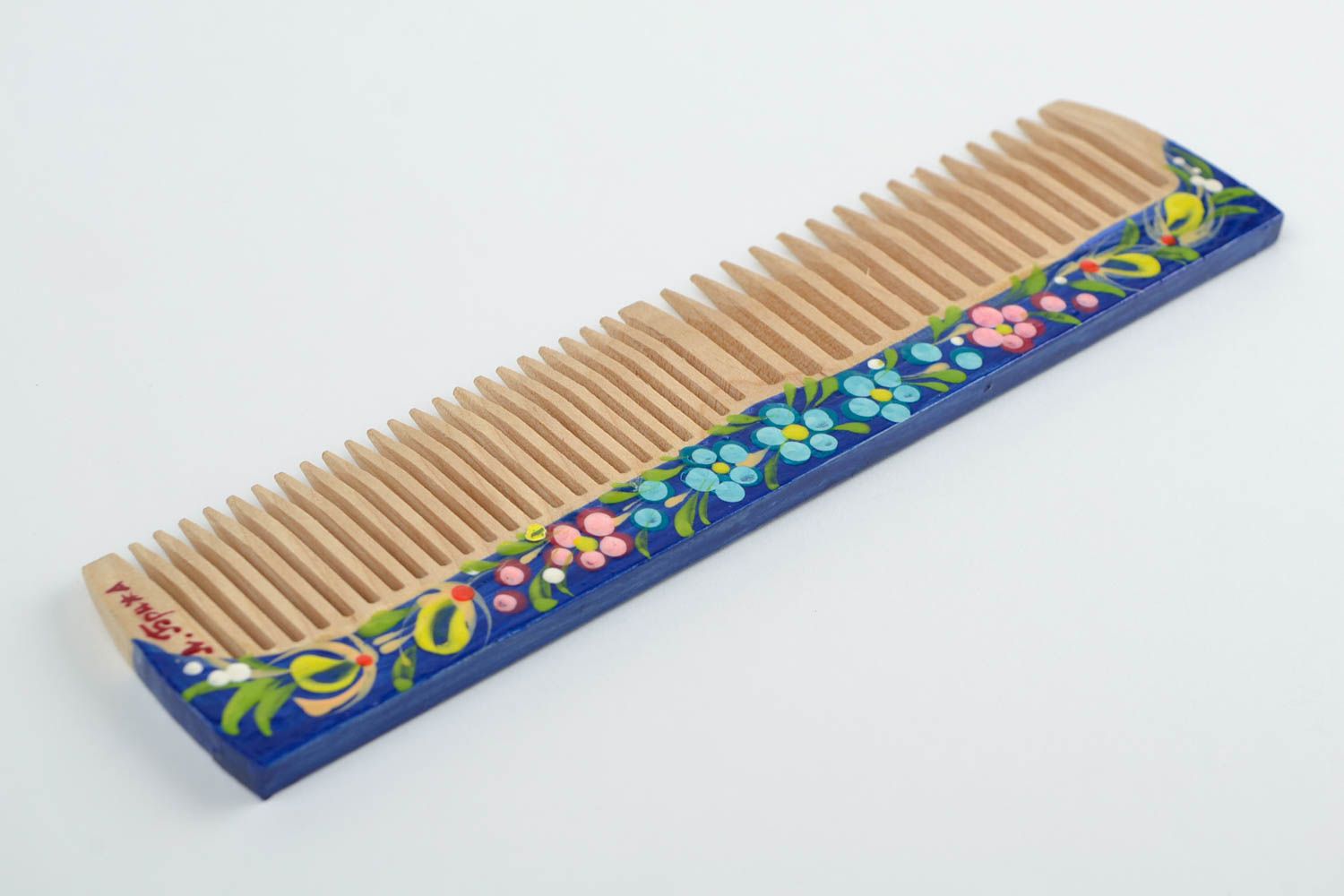 Handmade Haarkamm Holz bemalt Haar Accessoire für Haar Pflege künstlerisch foto 5