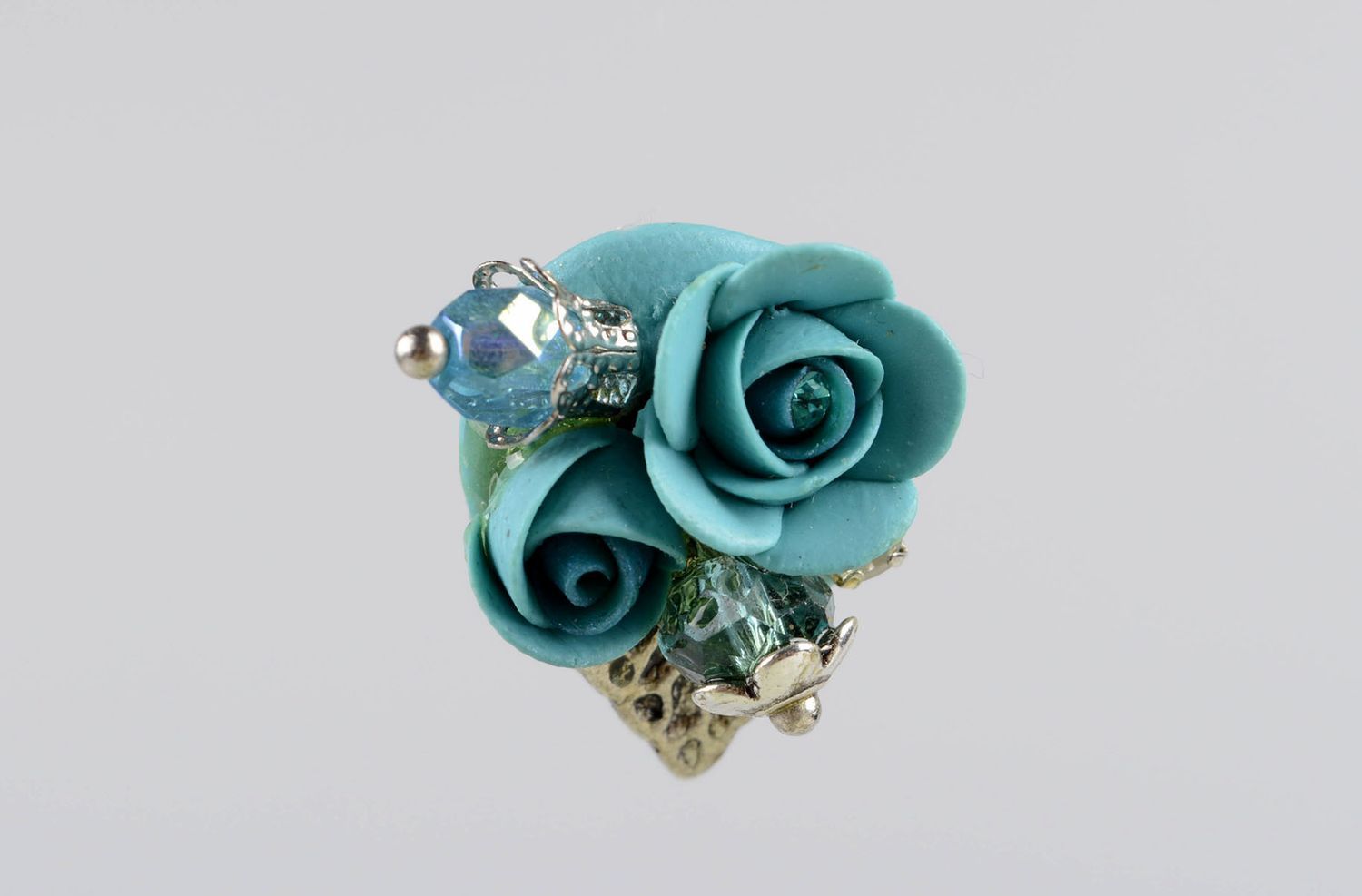 Handmade stud earrings polymer clay accessories plastic earrings with flowers photo 1