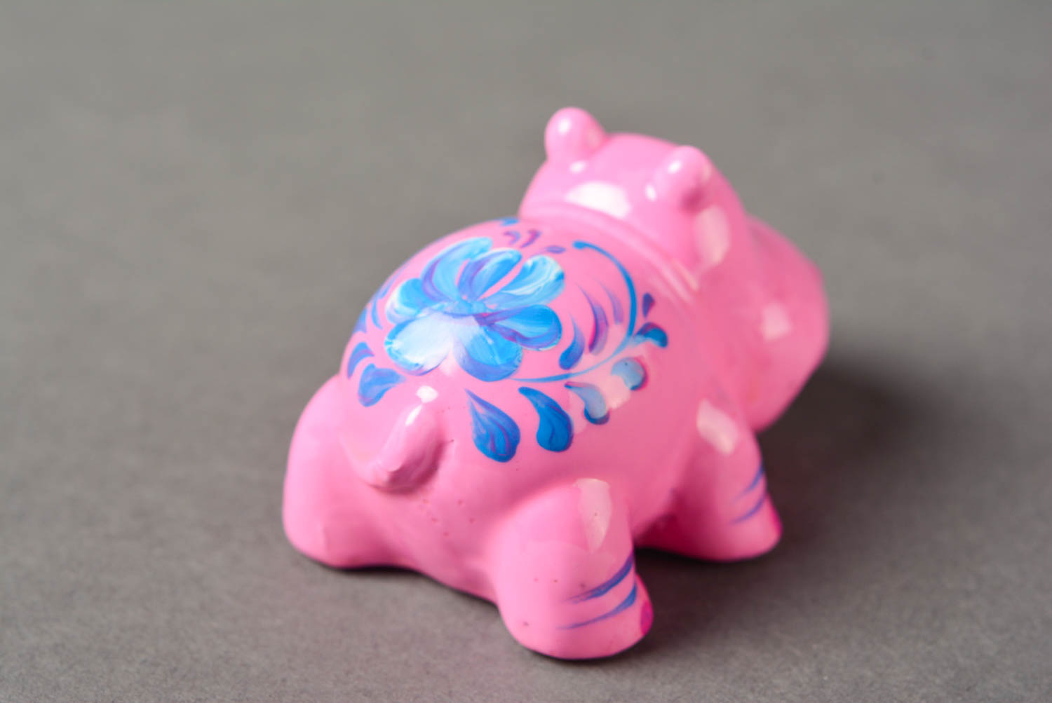 Figurine hippopotame fait main Statuette platre rose Déco maison Idée cadeau photo 5