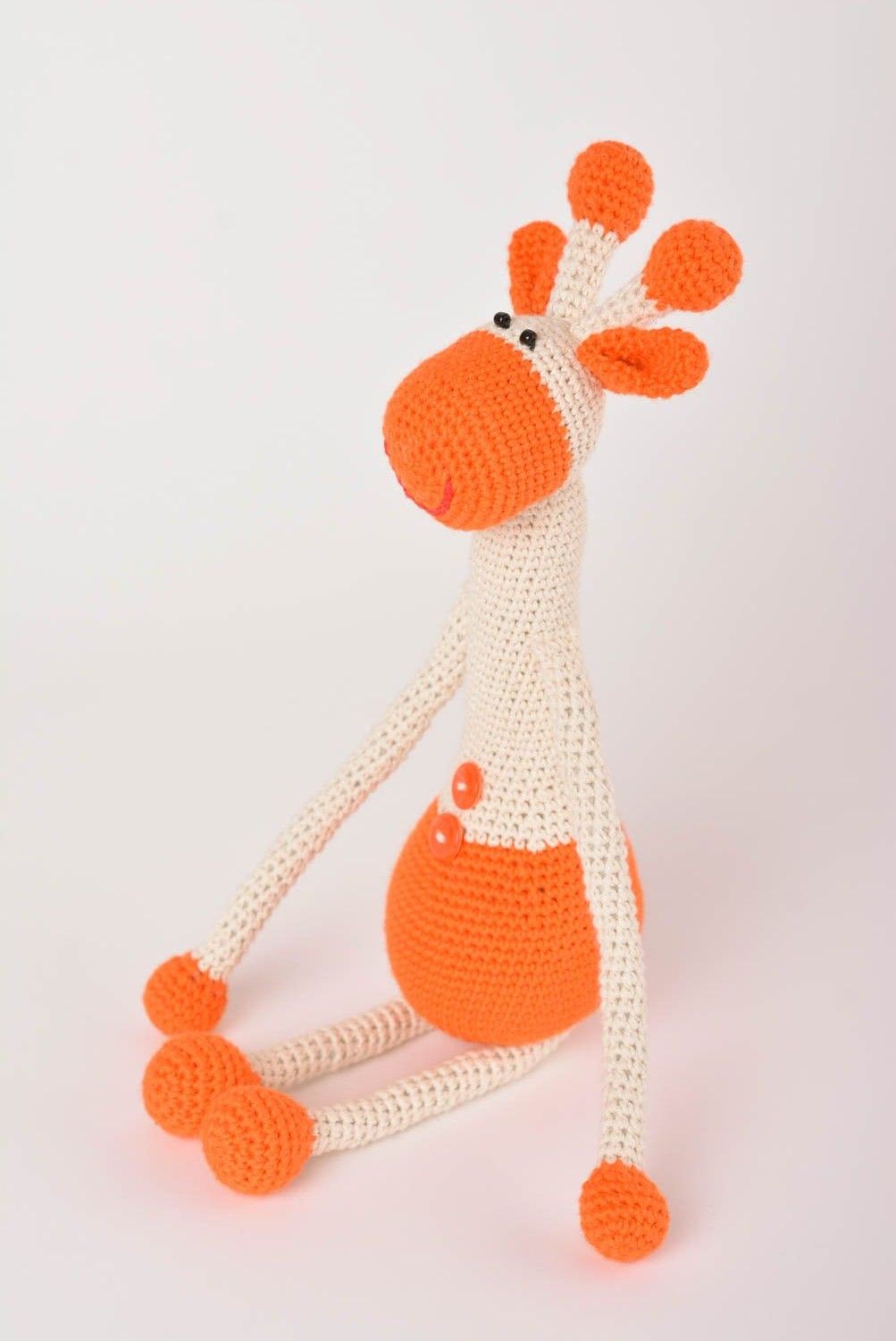 Jouet girafe Peluche faite main tricotée au crochet en laine Cadeau enfant photo 4