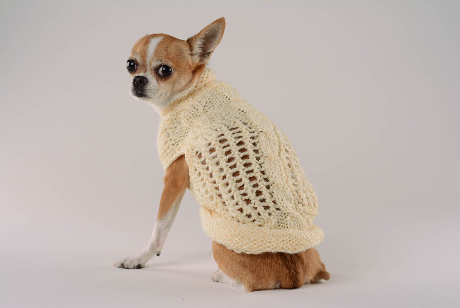 Camisola para cão feita à mão de tecido Sorvete de Limão foto 5