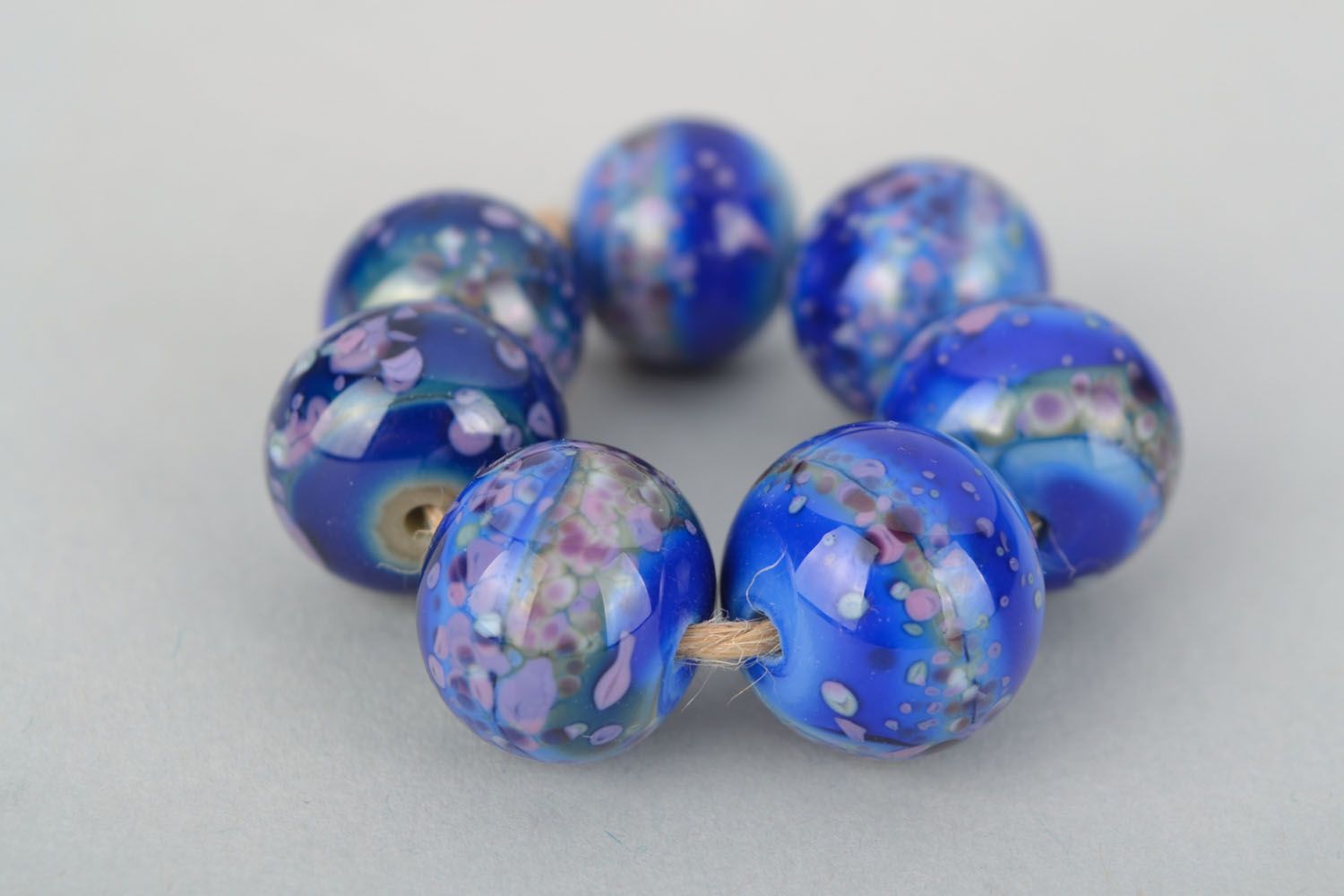 Set of handmade beads Blue Sea photo 2