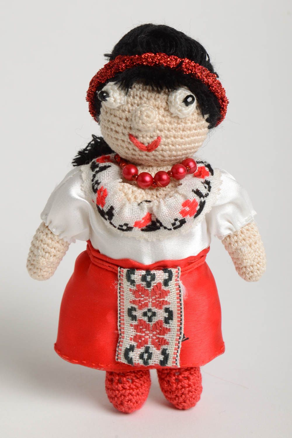 Bright designer doll handmade crocheted toy unusual designer doll cute toy photo 2