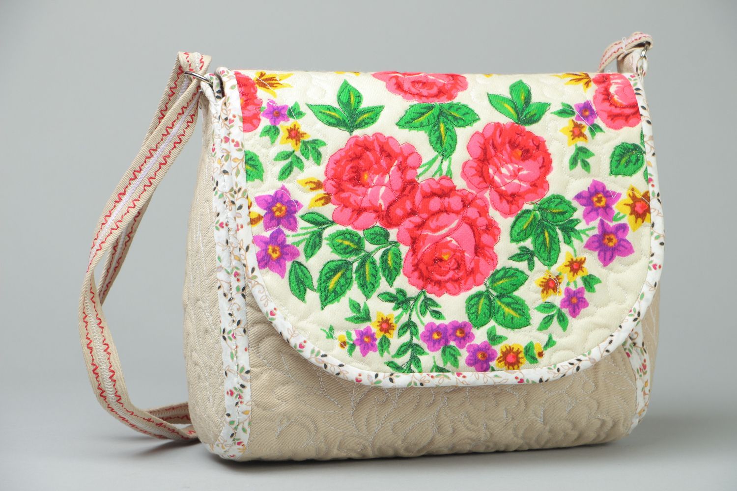 Textil Tasche mit Blumenprint foto 1