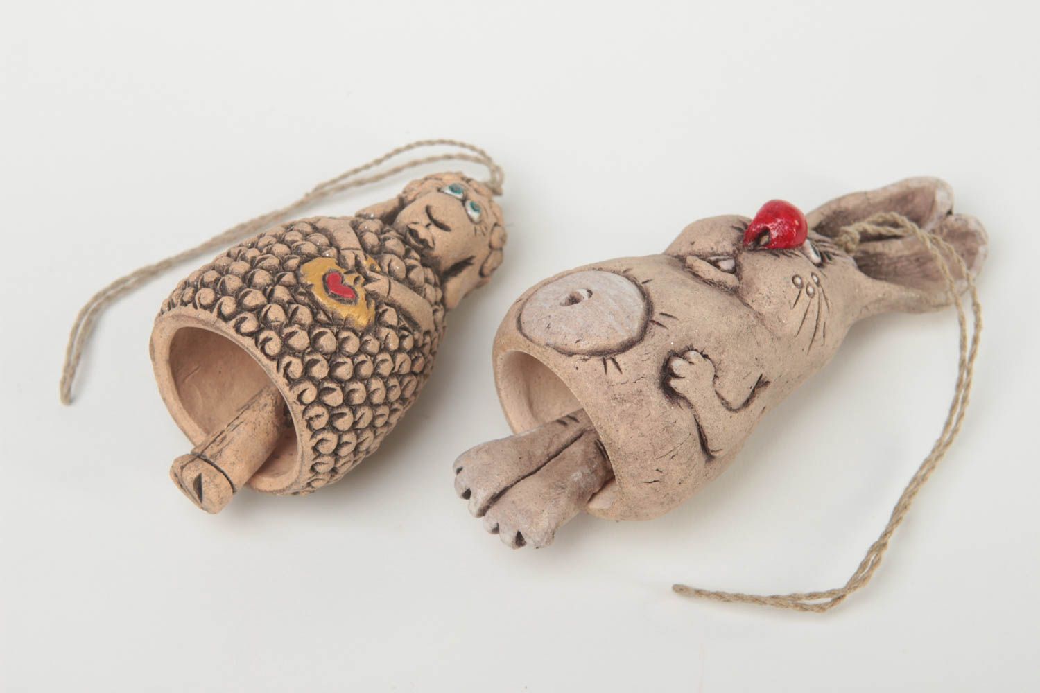Figuras hechas a mano campanitas de cerámica animales en miniatura bonitos foto 4