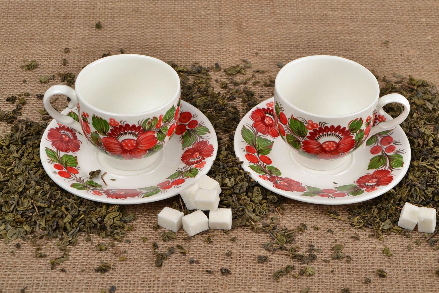 Juego de tazas para té artesanal 2 piezas menaje de hogar decoración original foto 1