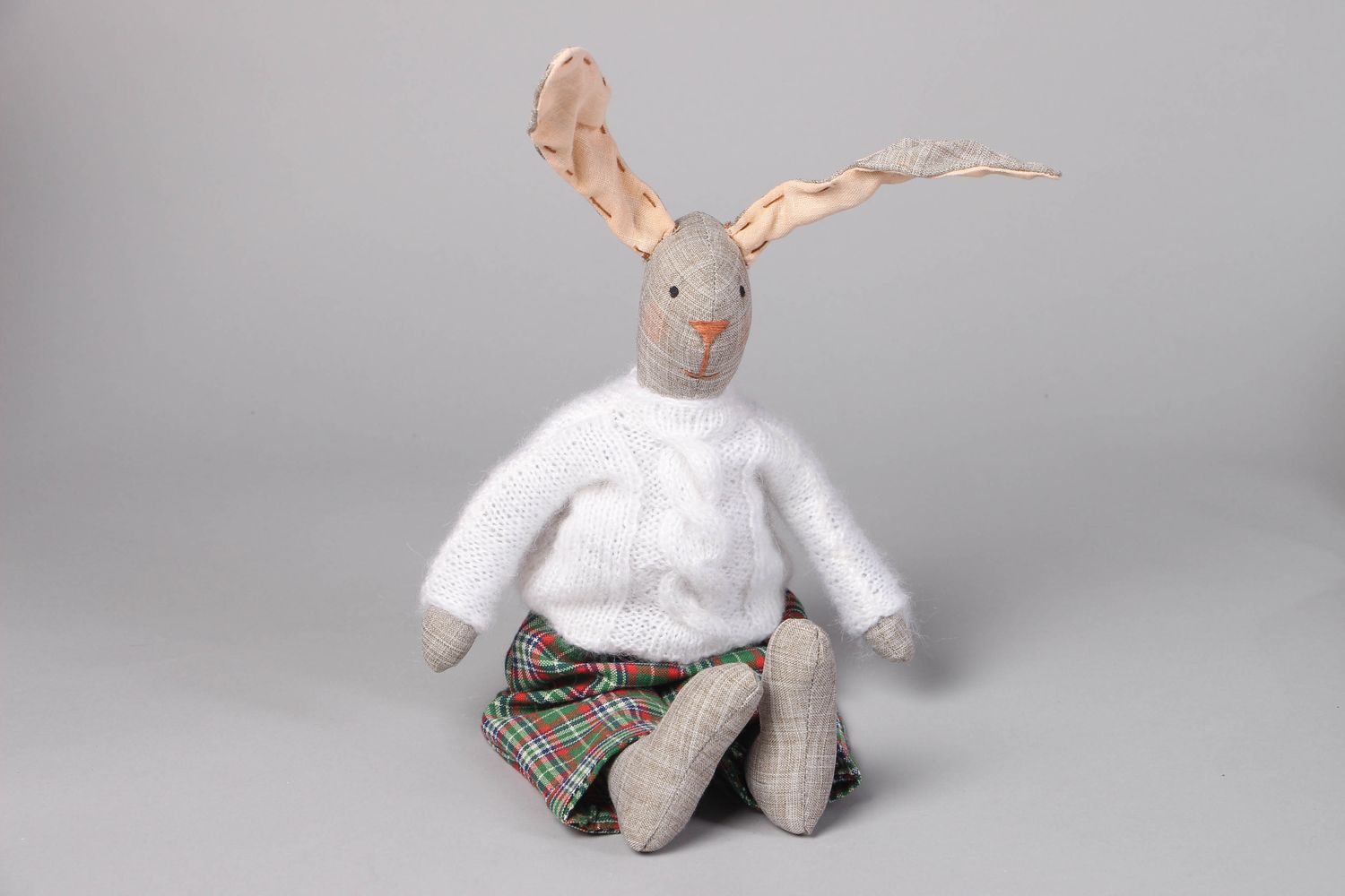 Handmade fabric soft toy Bunny photo 1