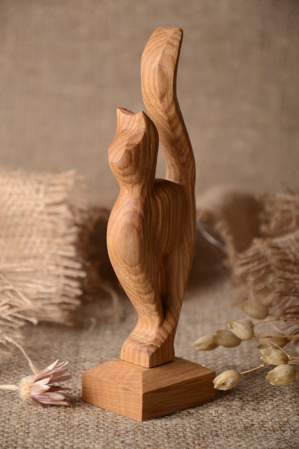 Статуэтка из дерева хэнд мэйд фигура из дерева красивый сувенир из дерева Кот  фото 1