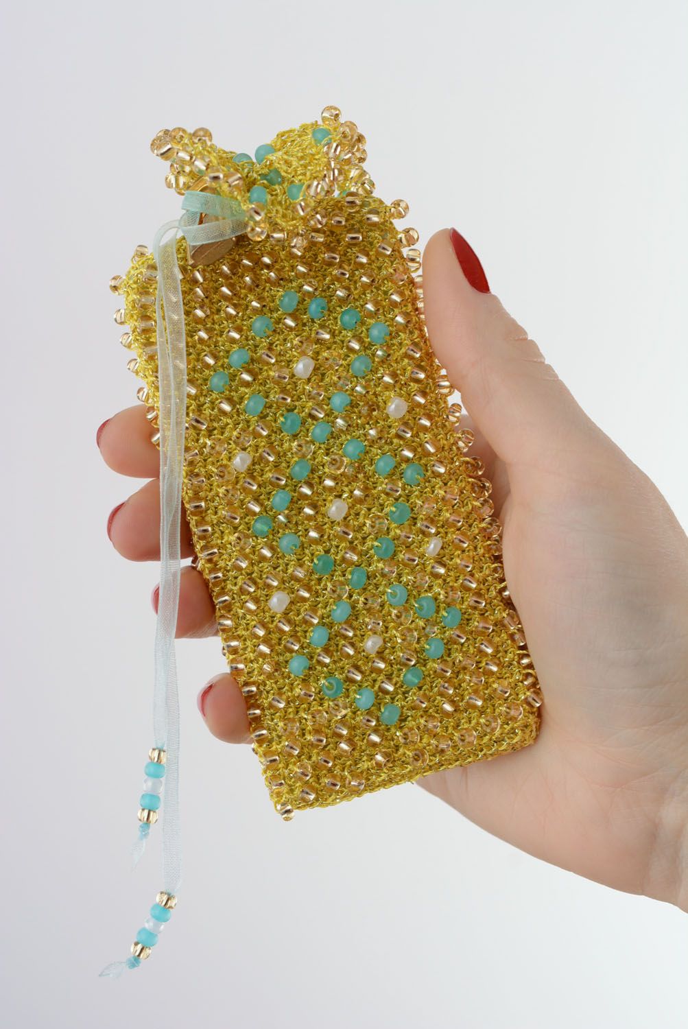 Étui portable tricoté avec perles de rocaille  photo 5