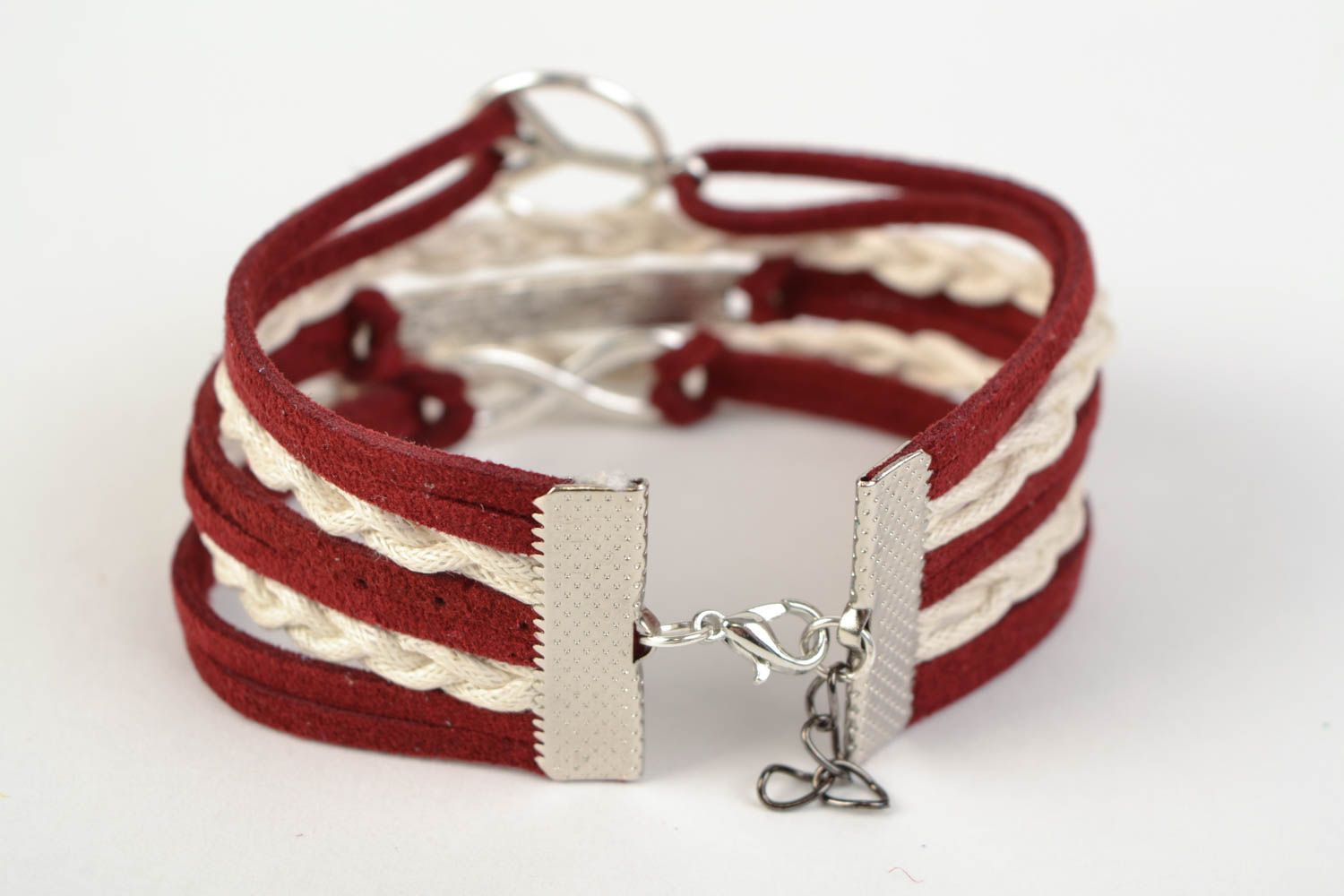 Bracelet en daim lacets tressés éléments en métal original bijou fait main photo 4